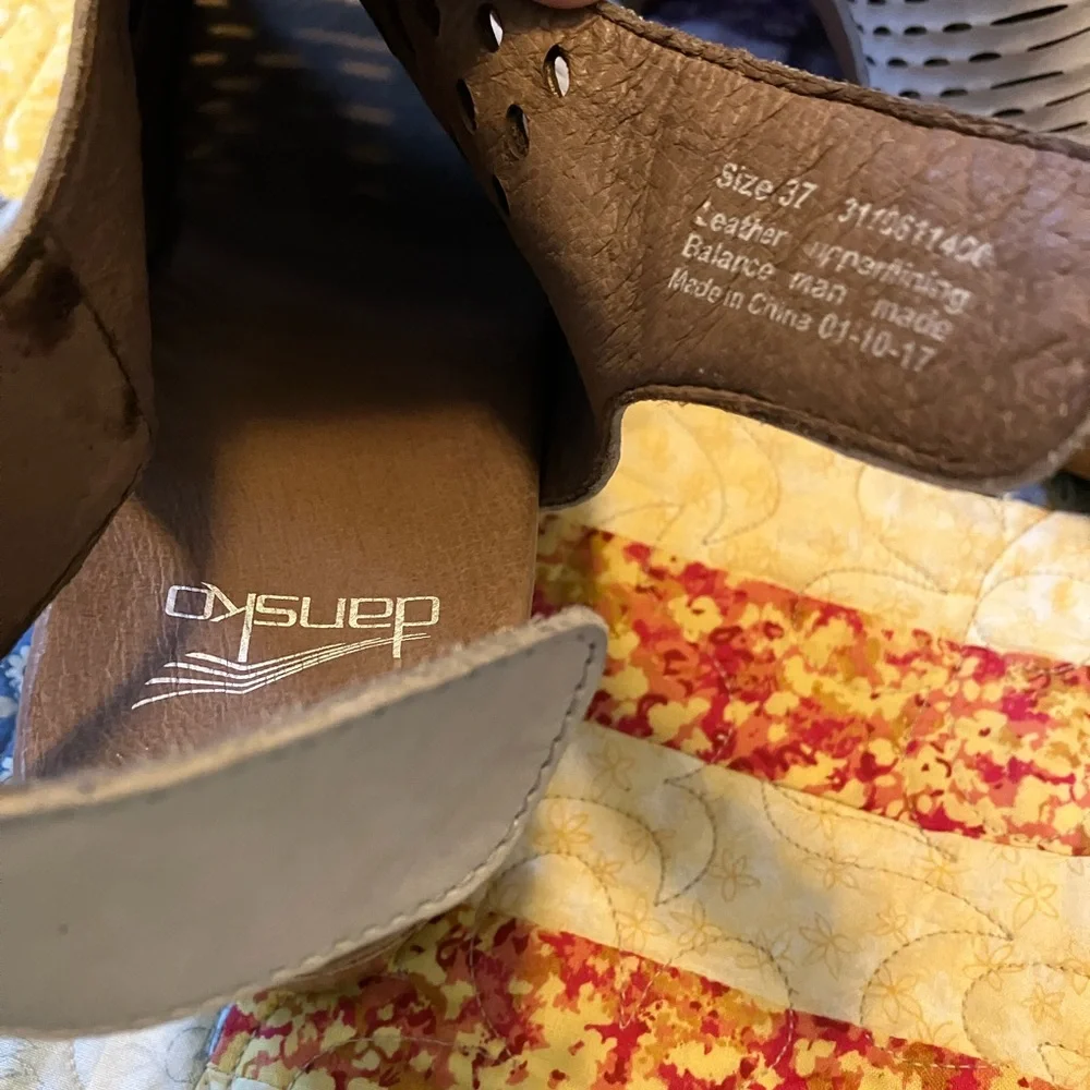 Women's Dansko Cream Peep-Toe Heeled Sandals - Picture 4 of 6
